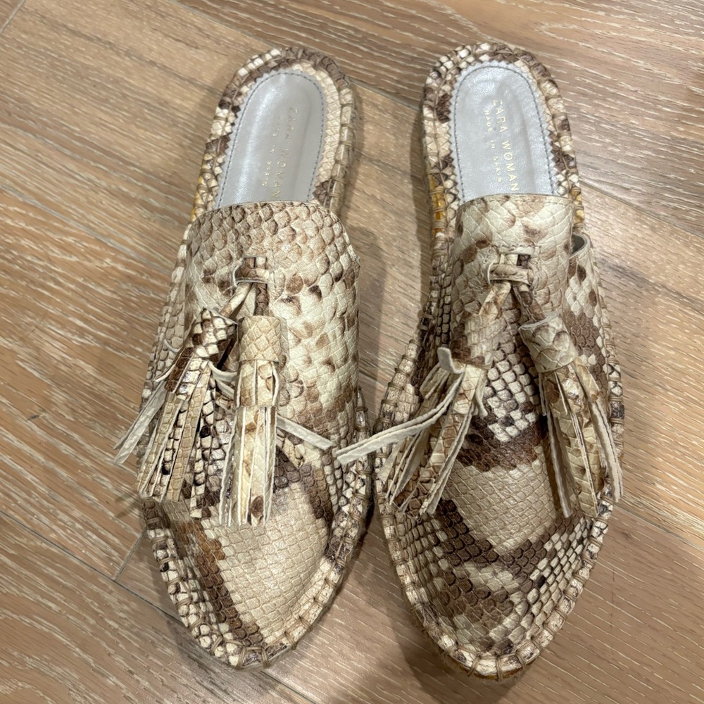 Zara reptile espadrille mule